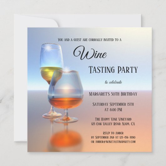 Moderne uitnodiging voor wijnproeverij met fijne k (Voorkant)