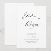 Moderne uitnodiging voor witte kalligrafie (Voorkant / Achterkant)