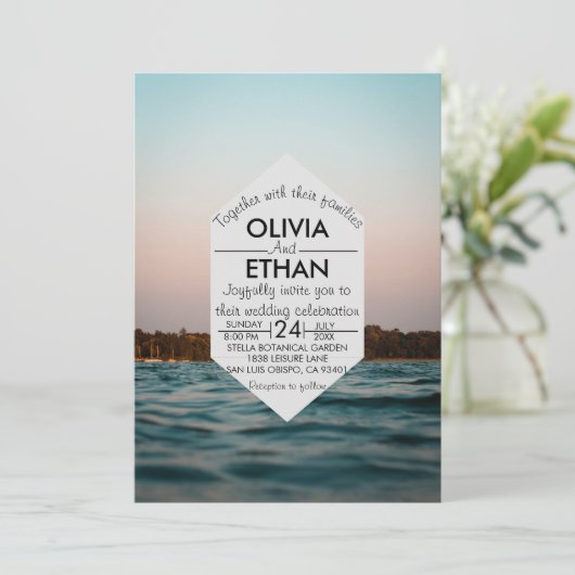 Moderne uitnodiging voor zeeverbindingen op zee (Staand voorkant)