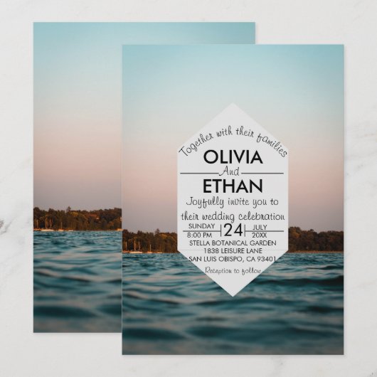 Moderne uitnodiging voor zeeverbindingen op zee (Voorkant / Achterkant)