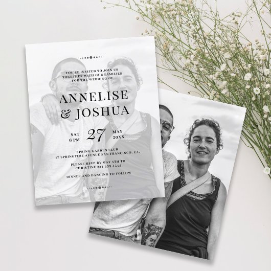 Moderne uitnodiging voor zwarte foto's