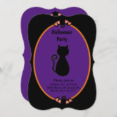 Moderne uitnodiging voor zwarte katten en vleermui (Voorkant / Achterkant)