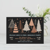 Moderne uitnodiging winterbomen en feestdag (Staand voorkant)