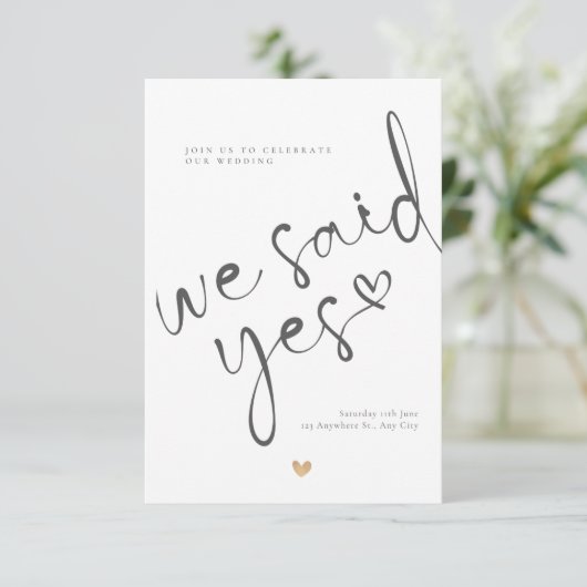 moderne uitnodigingen bruiloft die we simpel hebbe (Staand voorkant)