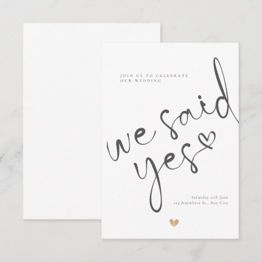 moderne uitnodigingen bruiloft die we simpel hebbe (Voorkant / Achterkant)