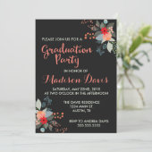 Moderne uitnodigingen van de Floral Graduation Par (Staand voorkant)