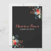Moderne uitnodigingen van de Floral Graduation Par (Achterkant)