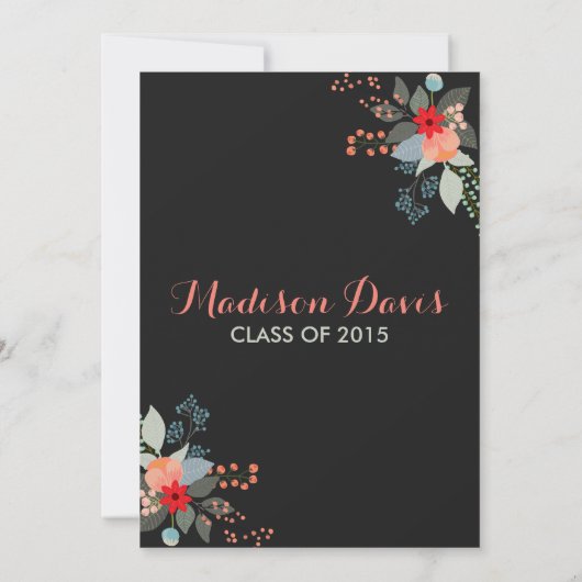 Moderne uitnodigingen van de Floral Graduation Par (Achterkant)
