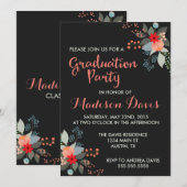 Moderne uitnodigingen van de Floral Graduation Par (Voorkant / Achterkant)