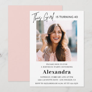 Moderne uitnodigingen voor 40ste verjaardag Foto E
