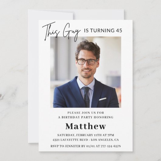 Moderne uitnodigingen voor 45ste verjaardag Mannen (Voorkant)