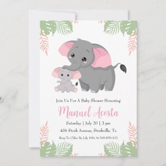moderne uitnodigingen voor een babyshower met een  (Voorkant)