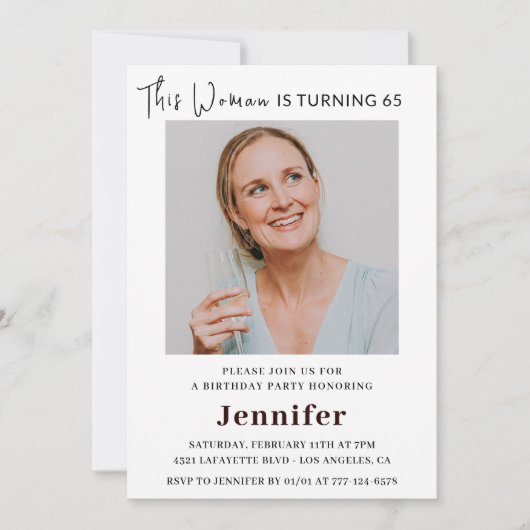 Moderne uitnodigingen voor haar 65e verjaardag (Voorkant)