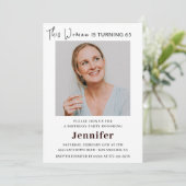 Moderne uitnodigingen voor haar 65e verjaardag (Staand voorkant)
