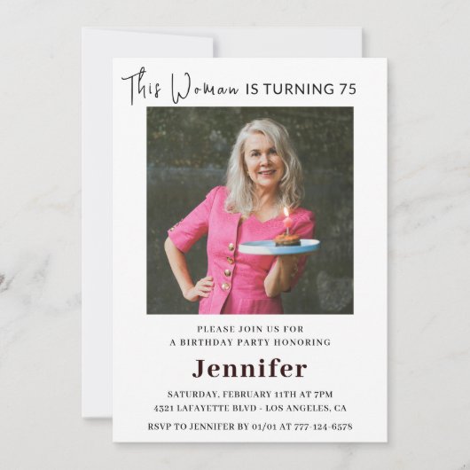 Moderne uitnodigingen voor haar 75e verjaardag (Voorkant)