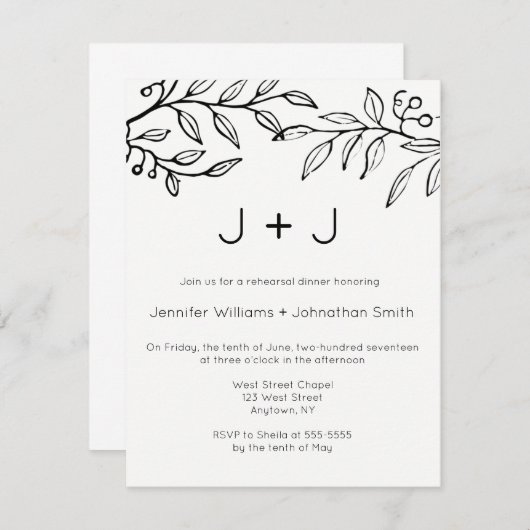 Moderne uitnodigingen voor het diner van de branch (Voorkant / Achterkant)