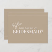 Moderne Uitnodigingskaart voor Bruidsmeisje Kaart (Voorkant / Achterkant)
