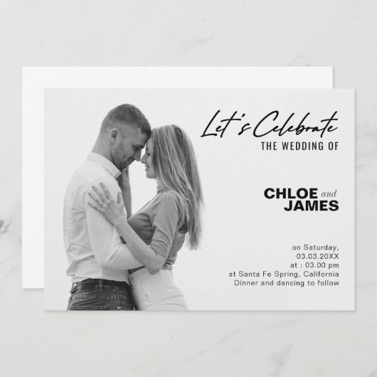 Moderne uitnoeping van het Elegant Script Photo We Kaart (Voorkant / Achterkant)