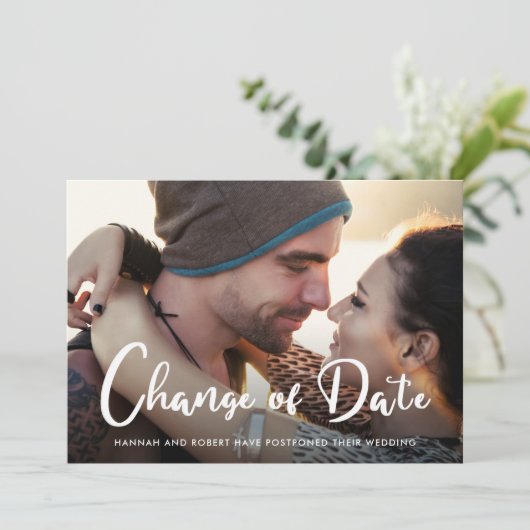 Moderne uitstel van de bruiloft verandering van da aankondiging (Staand voorkant)