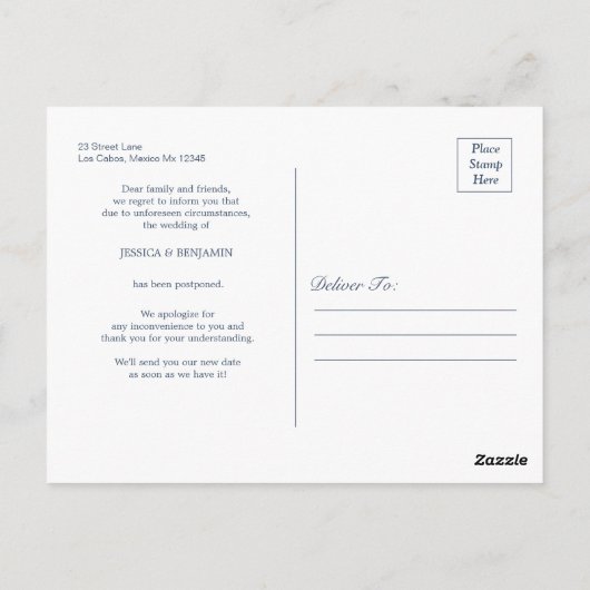 Moderne uitsteldatum huwelijk briefkaart (Achterkant)