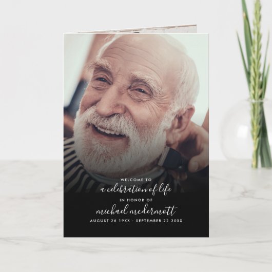 Moderne uitvaart-/herdenkingsdienst met 3 foto's e programma (Voorkant)