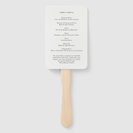 Moderne Uitvaart | Herdenkingsdienst Volgorde Foto Handwaaier (Achterkant)