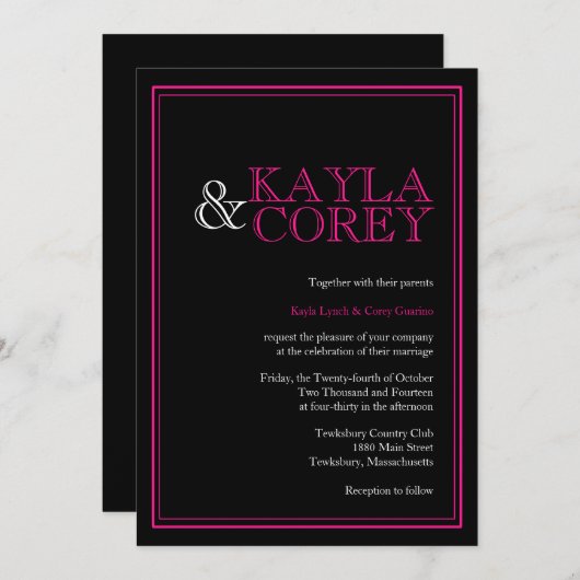 Moderne uitvindingen van het zwarte en hete-roze h kaart (Voorkant / Achterkant)