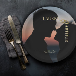 Moderne Ultra Chique Minimaal Foto Bruiloft Papieren Bordje