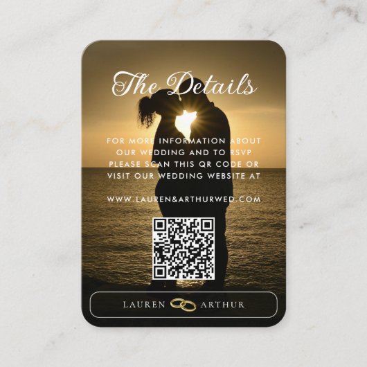 Moderne ultra chique minimale foto bruiloft detail informatiekaartje (Voorkant)