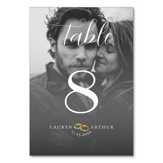 Moderne ultra chique minimale foto bruiloft kaart (Achterkant)