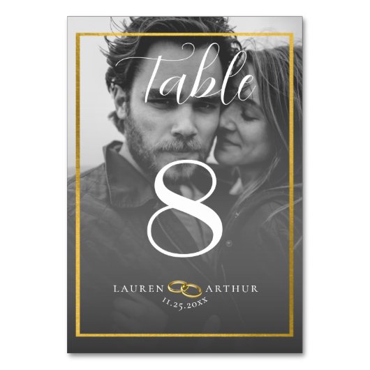 Moderne ultra chique minimale foto bruiloft kaart (Voorkant)