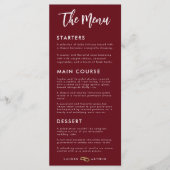 Moderne ultra chique minimale foto bruiloft menu K (Voorkant)