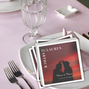 Moderne ultra chique minimale foto bruiloft servet