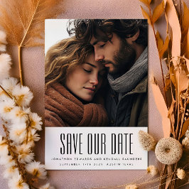 Moderne Ultra eenvoudige foto bewerkbare namen Bru Save The Date