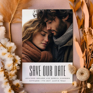 Moderne Ultra eenvoudige foto bewerkbare namen Bru Save The Date