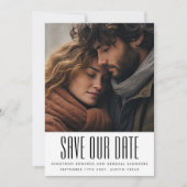 Moderne Ultra eenvoudige foto bewerkbare namen Bru Save The Date (Voorkant)