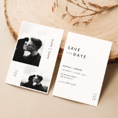 Moderne ultra minimalistische 2 foto bruiloft save the date