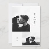 Moderne ultra minimalistische 2 foto bruiloft save the date (Voorkant)