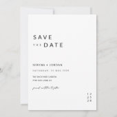 Moderne ultra minimalistische 2 foto bruiloft save the date (Achterkant)