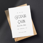 Moderne ultra minimalistische effen art deco bruil save the date