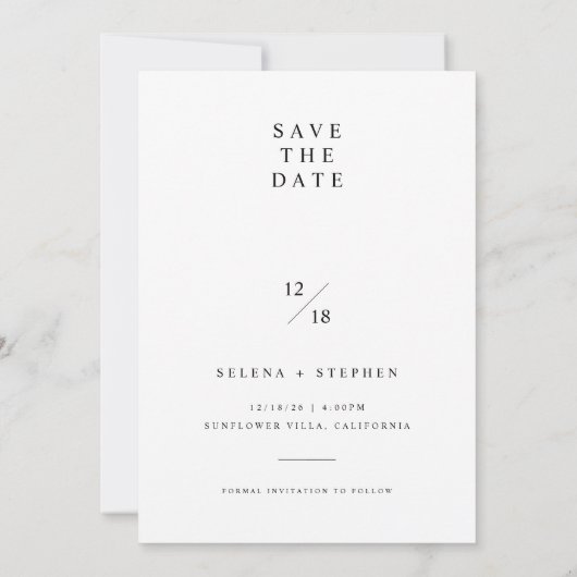 Moderne ultra minimalistische foto bewaar de datum kaart (Achterkant)