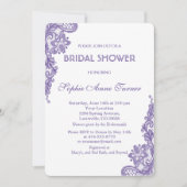 Moderne Ultra Violet Kant Bruids Douche Uitnodigin Kaart (Voorkant)