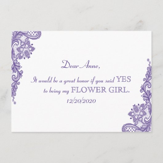 Moderne Ultra Violet Kanten Bruidsmeisje Bloemenme (Achterkant)