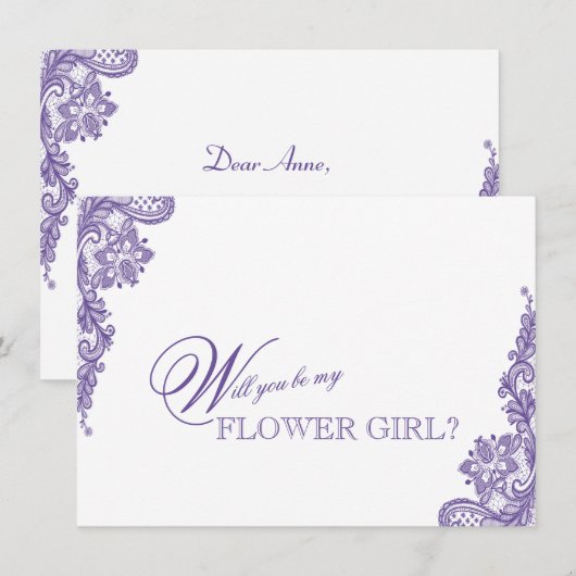 Moderne Ultra Violet Kanten Bruidsmeisje Bloemenme (Voorkant / Achterkant)