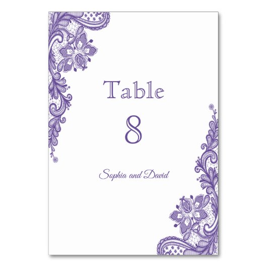 Moderne Ultra Violet Kanten Tafelnummer Bruiloft (Voorkant)
