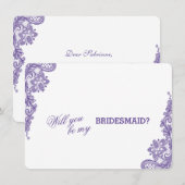 Moderne Ultra Violet Lace Bruidsmeisje Kaart (Voorkant / Achterkant)