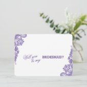Moderne Ultra Violet Lace Bruidsmeisje Kaart (Staand voorkant)