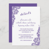 Moderne ultra Violet Lace Weddenschap — Ontvangst  Kaart (Voorkant / Achterkant)