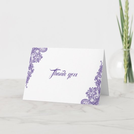 Moderne Ultra Violet Lace Wedding Dank u Bedankkaart (Voorkant)