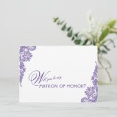 Moderne Ultra Violet Lace Wedding Matron of Honor (Staand voorkant)